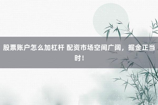 股票账户怎么加杠杆 配资市场空间广阔，掘金正当时！