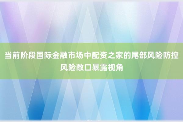 当前阶段国际金融市场中配资之家的尾部风险防控风险敞口暴露视角