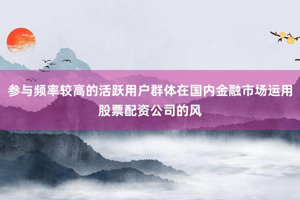 参与频率较高的活跃用户群体在国内金融市场运用股票配资公司的风