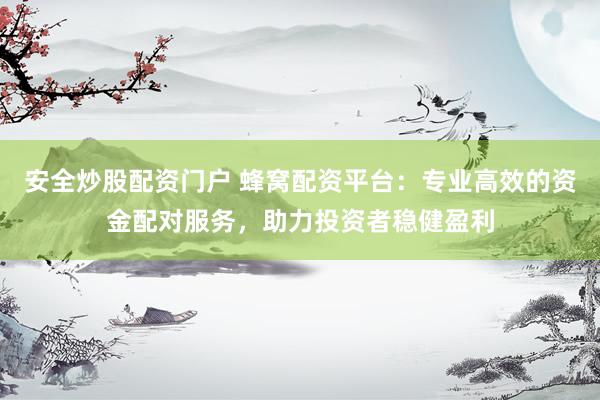安全炒股配资门户 蜂窝配资平台：专业高效的资金配对服务，助力投资者稳健盈利