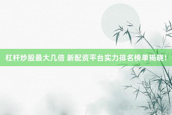杠杆炒股最大几倍 新配资平台实力排名榜单揭晓!