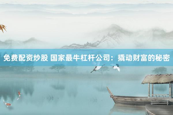 免费配资炒股 国家最牛杠杆公司：撬动财富的秘密